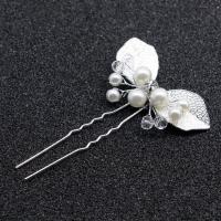 Hair Stick, Zinc Alloy, with Plastic Pearl, handmade, fashion jewelry & for woman & with rhinestone 