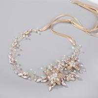 Headband, Zinc Alloy, with Plastic Pearl, fashion jewelry & for woman & with rhinestone 