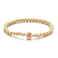 Bracelet d'émail en alliage de zinc, Placage de couleur d'or, bijoux de mode & lettres sont de A à Z & pour femme, plus de couleurs à choisir Environ 18 cm, Vendu par PC