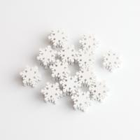 Perles en bois teints, Schima Superba, flocon de neige, DIY, blanc Environ Vendu par sac