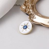 Zinc Alloy Evil Eye Pendant, Round, plated, DIY & enamel, white, 20.9mm 