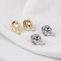 Brass Earring Stud Component, plated, DIY & micro pave cubic zirconia 