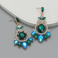 Boucle d'oreille de zinc alliage strass goutte, alliage de zinc, bijoux de mode & pour femme & avec strass, plus de couleurs à choisir Vendu par paire