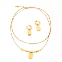 Titan-Stahl Schmuck-Set, Titanstahl, Ohrring & Halskette, plattiert, 2 Stück & Modeschmuck & verschiedene Stile für Wahl & für Frau, Goldfarbe, verkauft von setzen