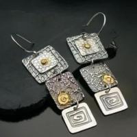 Zinc Alloy Drop Earring, Square, plated, vintage & fashion jewelry & for woman, mixed colors, 61mm 