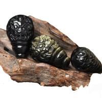 Black Obsidian Beads, with Gold Obsidian, Mythical Wild Animal, polished, folk style & DIY &  