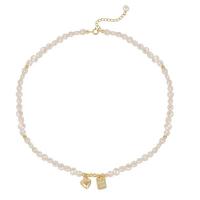 Ensembles de bijoux de perle d'eau douce en laiton, perle d'eau douce cultivée, avec laiton, Plaqué d'or 14K, Naturel & bijoux de mode & styles différents pour le choix & pour femme, deux couleurs différentes +6cm +6cm, Vendu par brin