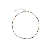 Petite perle en verre de collier 
, Seedbead, avec Acier titane & perle de plastique, avec 8cm chaînes de rallonge, fait à la main, bijoux de mode & pour femme, multicolore cm, Vendu par brin