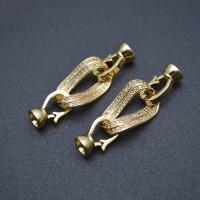 Brass Fishhook Clasp, gold color plated, DIY & micro pave cubic zirconia 