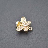 Laiton baïonnette fermoir, papillon, Placage de couleur d'or, DIY & pavé de micro zircon Vendu par PC