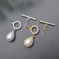 Messing Knebelverschluss, Tropfen, plattiert, DIY & Micro pave Zirkonia, keine, 16mm,18mm, verkauft von PC