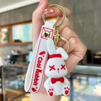 Plastic Key Chain, Zinc Alloy, with Soft PVC, Rabbit, cute & multifunctional 