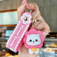 Plastic Key Chain, Zinc Alloy, with Soft PVC, Cat, cute & multifunctional 