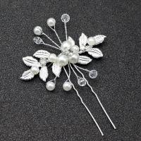 Hair Stick, Zinc Alloy, with Plastic Pearl, fashion jewelry & for woman & with rhinestone 