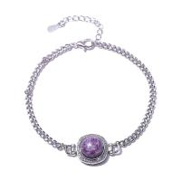 Pulsera de Piedras Preciosas, metal, con Piedra natural, con 5cm extender cadena, chapado en color de plata, Joyería & para mujer, más colores para la opción, 14mm, longitud:aproximado 16 cm, Vendido por UD