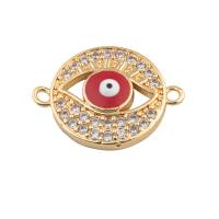 Evil Eye Jewelry Connector, Brass, plated, DIY & micro pave cubic zirconia & enamel, golden Approx 2mm 