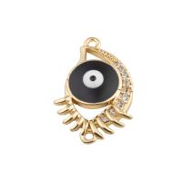 Evil Eye Jewelry Connector, Brass, plated, DIY & micro pave cubic zirconia & enamel, golden Approx 2mm 