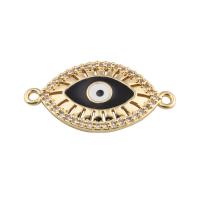 Evil Eye Jewelry Connector, Brass, plated, DIY & micro pave cubic zirconia & enamel, golden Approx 2mm 