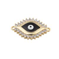 Evil Eye Jewelry Connector, Brass, plated, DIY & micro pave cubic zirconia & enamel, golden Approx 2mm 