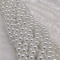 Glass Pearl Beads, Round, DIY white Approx 15 Inch 