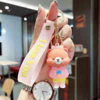 Plastic Key Chain, Zinc Alloy, with Soft PVC, Bear, cute & multifunctional 