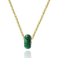 Collier de bijoux de titane, Acier titane, avec Malachite, Placage, bijoux de mode & pour femme, doré Environ 16.93 pouce, Vendu par PC