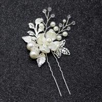 Hair Stick, Brass, with Crystal & Plastic Pearl, fashion jewelry & for woman 