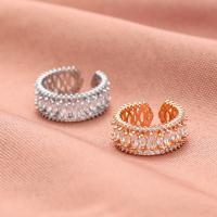 Anneau de cuivre de Zircon, laiton, avec zircon cubique, bijoux de mode & pour femme, plus de couleurs à choisir, Diamètre inté Environ 17.5mm, Vendu par PC