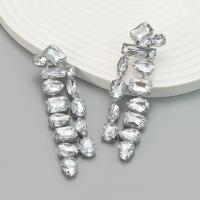 Boucle d'oreille de zinc alliage strass goutte, alliage de zinc, avec Perceuse à eau en verre, bijoux de mode & pour femme, plus de couleurs à choisir Vendu par paire