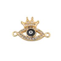 Evil Eye Jewelry Connector, 925 Sterling Silver, plated, DIY & micro pave cubic zirconia & enamel, golden Approx 2mm 