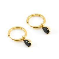 Boucles d'oreilles en acier titane, larme, Plaqué or 18K, pavé de micro zircon & pour femme, plus de couleurs à choisir, 23mm, Vendu par paire