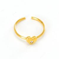 Anillo de dedo de acero Titanium de, Partículas de acero, 18K chapado en oro, diferentes estilos para la opción & micro arcilla de zirconia cúbica & para mujer, tamaño:7, Vendido por UD