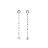 Silver Earring Zircon pavent Sterling, argent sterling 925, bijoux de mode & pavé de micro zircon & pour femme, argent Vendu par paire