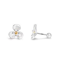 Sterling Silver Stud Earring, argent sterling 925, fleur, bijoux de mode & pour femme & avec strass, argent Vendu par paire