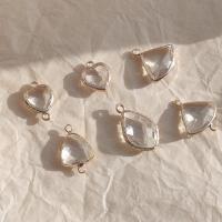 Natural Quartz Pendants, Brass, with Clear Quartz, 14K gold-filled, DIY 