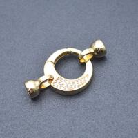 Brass Hook and Eye Clasp, Donut, gold color plated, DIY & micro pave cubic zirconia 