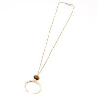 Chaîne en alliage de zinc de fer Collier Pull, avec oeil de tigre, bijoux de mode & pour femme Environ 27.55 pouce, Vendu par PC