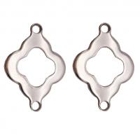 Stainless Steel Charm Connector, 304 Stainless Steel, Four Leaf Clover, polished, DIY & 1/1 loop 