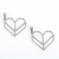 Stainless Steel Heart Pendants, 304 Stainless Steel, plated, DIY, silver color 