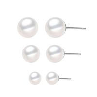 Stainless Steel Stud Earring, 316L Stainless Steel, with Plastic Pearl, Round, fashion jewelry & for woman, white, nickel, lead & cadmium free 