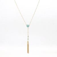 Chaîne en alliage de zinc de fer Collier Pull, avec turquoise, bijoux de mode & pour femme, plus de couleurs à choisir Environ 24.4 pouce, Vendu par PC