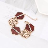 Zinc Alloy Rhinestone Bracelets, with Wood, fashion jewelry & for woman & with rhinestone Approx 6.88 Inch 