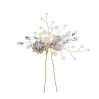 Hair Stick, Zinc Alloy, with Plastic Pearl, fashion jewelry & for woman & with rhinestone 