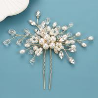 Hair Stick, Zinc Alloy, with Crystal & Plastic Pearl, fashion jewelry & for woman 