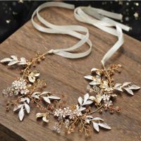 Headband, Zinc Alloy, fashion jewelry & for woman & with rhinestone, golden, 340mm 