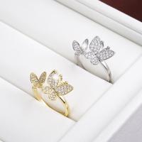 Rhinestone Brass Finger Ring, Butterfly, plated, fashion jewelry & for woman & with rhinestone 