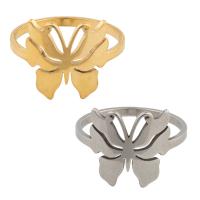 Edelstahl Fingerring, 304 Edelstahl, Schmetterling, plattiert, unisex, keine, Größe:6.5, verkauft von PC