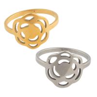 Edelstahl Fingerring, 304 Edelstahl, Blume, plattiert, unisex, keine, Größe:6.5, verkauft von PC