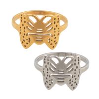 Edelstahl Fingerring, 304 Edelstahl, Schmetterling, plattiert, unisex, keine, Größe:6.5, verkauft von PC