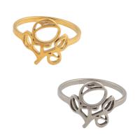 Edelstahl Fingerring, 304 Edelstahl, Blume, plattiert, unisex, keine, Größe:6.5, verkauft von PC